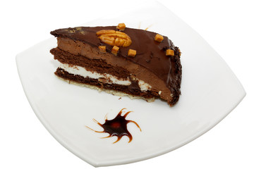 cake truffle with black chocolate sauce