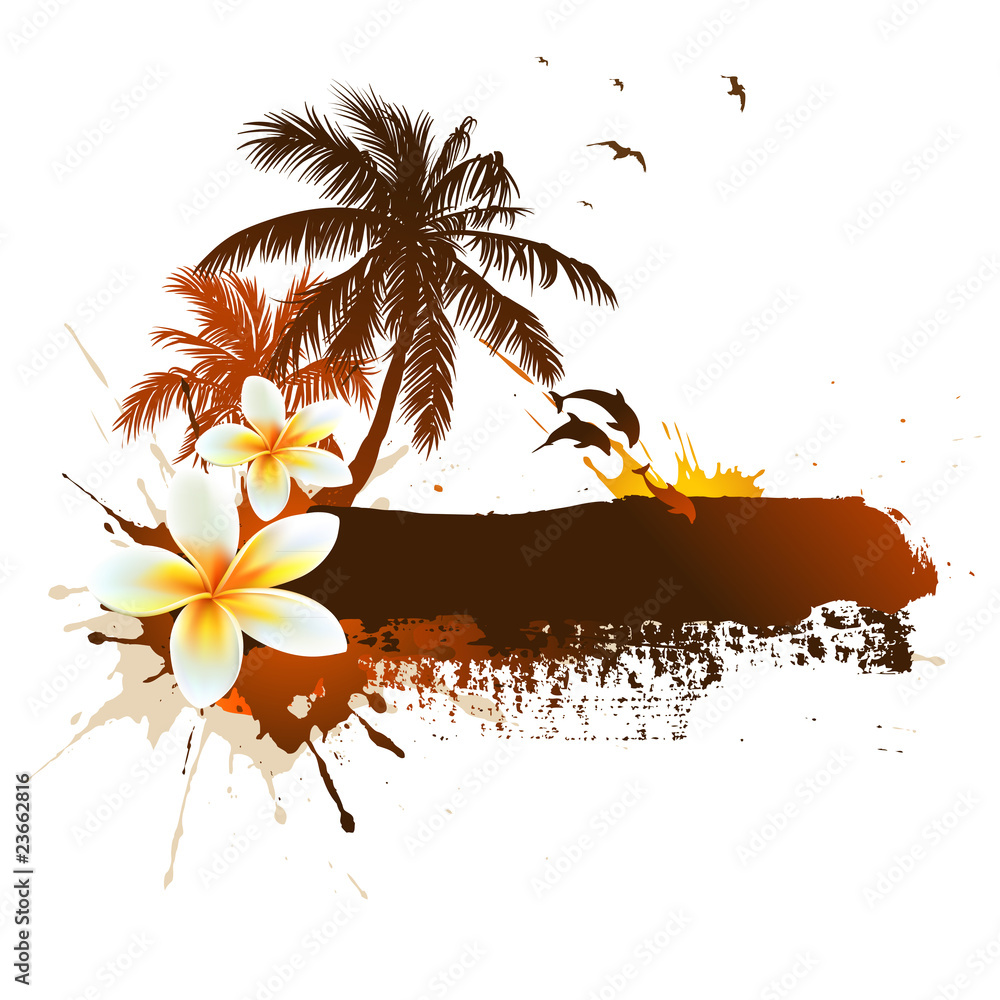 Wall mural summer tropical background