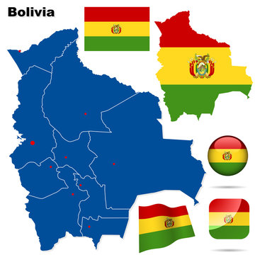 Bolivia vector set. Shape, flags and icons.