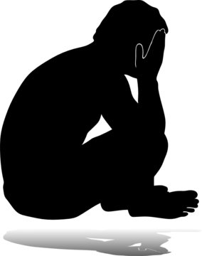 Man Crying Vector Silhouette