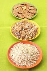 Breakfast cereal in plates