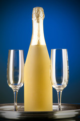 Champagne against color gradient background