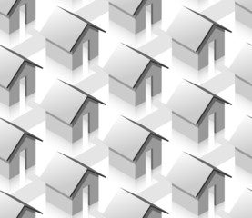 Grey small isometric houses seamless pattern