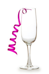 Glass with streamer isolated on the white background