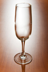 Wine glass on the wooden table