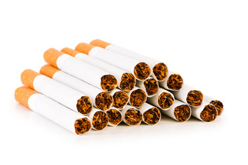 Smoking cigarettes isolated on the white background