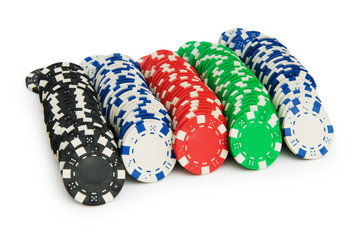 Casino chips isolated on the white background