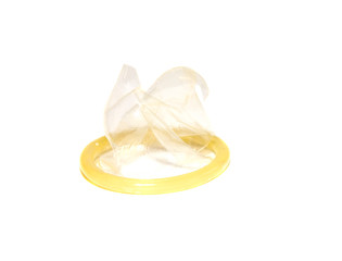 The torn condom from natural latex