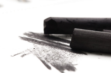 Artist's black charcoal with smudge