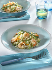 riz vert aux légumes et crevettes