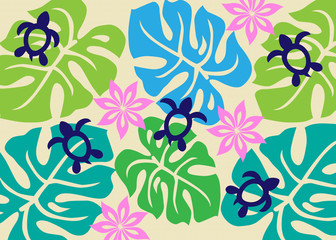 モンステラと亀