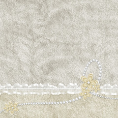 Vintage card from flowers and pearl on the abstract background