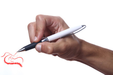 hand and a pen