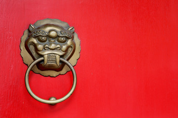 doorknob with Antique bronze lion face sculpture