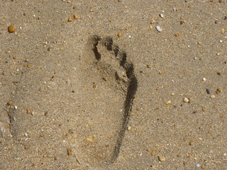 trace de pieds dans le sable  d'une plage #2