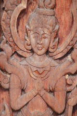 art carving on door, Wat Kok Sri, Wapipatum, Mahasarakam