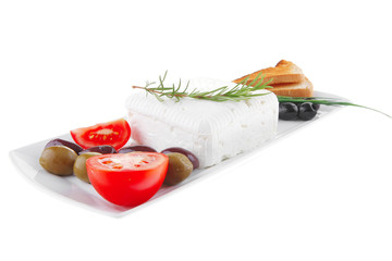 feta cube and vegetables