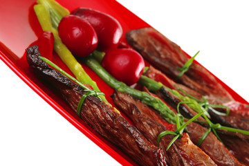 red meat slices and vegetables