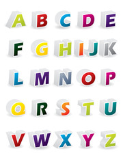 Colored 3d alphabet with shadows