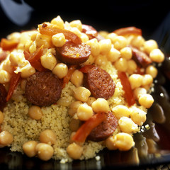 chick peas with couscous and chorizo