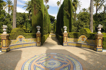 Garden of the Royal Alcazar in Seville, Spain