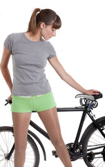 Obraz premium woman holding bike