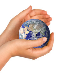 Hand with planet earth