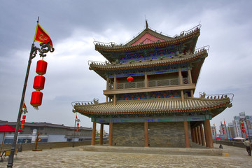 chine,xi'an : remparts ming