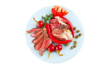 roast meat and peppers