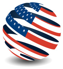 US flag with globe peel effect