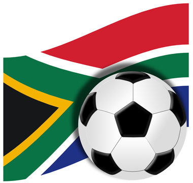 Soccer ball with flag of republic of south africa