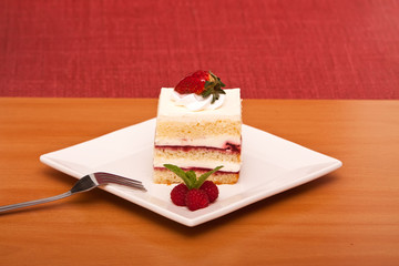 Strawberry cake with fork