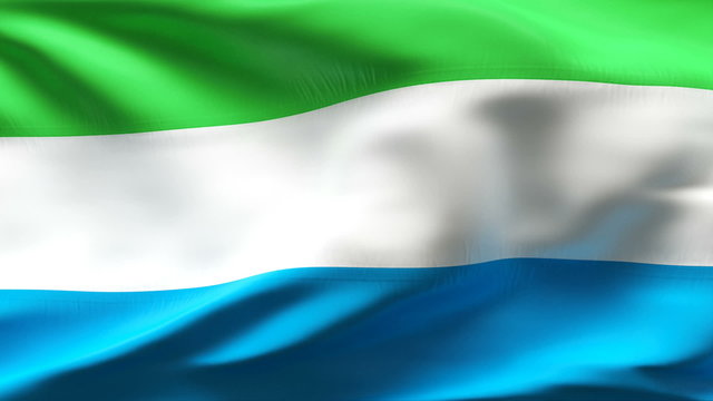 Creased Sierra Leone flag in wind in slow motion