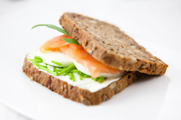 Sandwich with smoked salmon