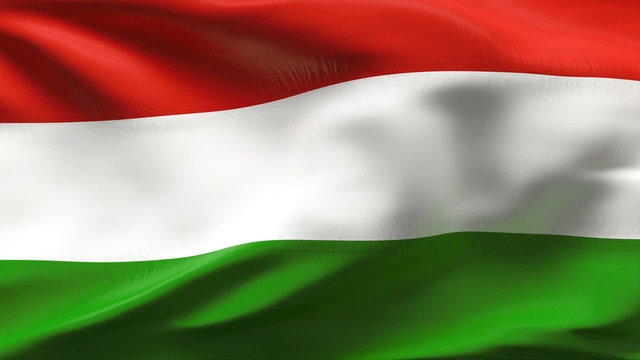 Creased Hungarian flag in wind in slow motion