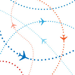 Colorful airline planes travel flights air traffic