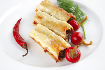 italian cannelloni and peppers