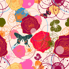 Vector Retro Floral (Seamless Pattern)