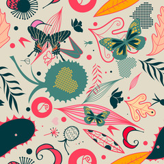 Vector Retro Floral (Seamless Pattern)
