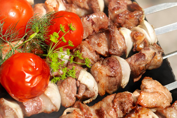 Meat slices prepare on fire