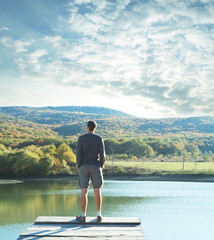 Fototapeta premium Man on the lake
