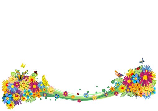 Onda di Fiori Astratta-Abstract Wave of Flowers-Vector
