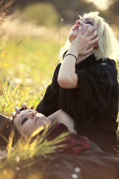 Goth women sorrow concept