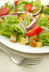 Salad on white plate