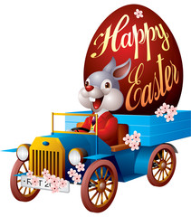 Easter bunny in auto