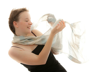 frau im Wind