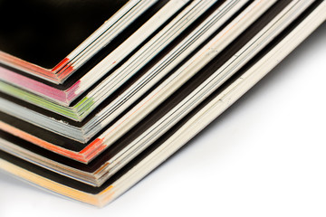 Stack of color magazines