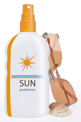 Sun Spray, a Shell and summer glasses with clipping path
