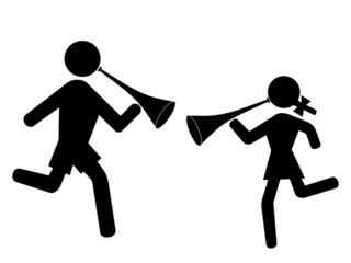 Vector of sports fans playing vuvuzelas