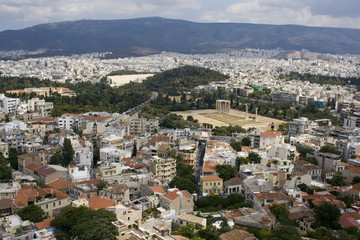 Fototapeta na wymiar Panorama of Athens from Acropolis Hill. Greece, Europe